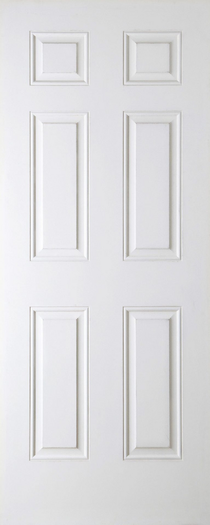 6' 8" X 2' 8" White York 6 Panel 1 Hour Fire Door - Smooth Finish