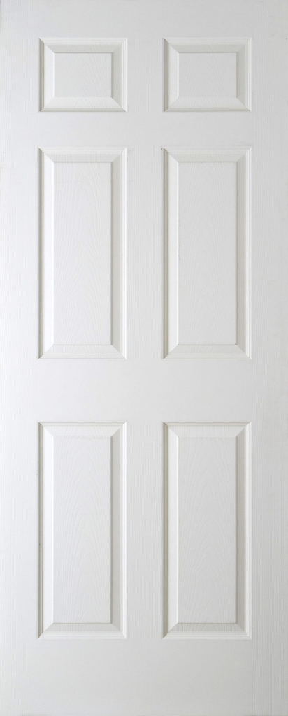 6' 8" X 2' 8" White Colonist 6 Panel 1/2 Hr Fire Door - Woodgrain Finish