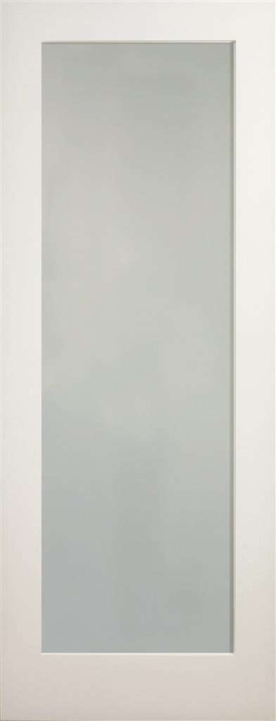 6' 6" X 2' 4" Boston White Primed Frosted Glass Single Panel Door