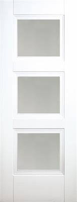 6' 8" X 2' 10" B&g White Primed Franklin 3 Panel Frosted Glass Door