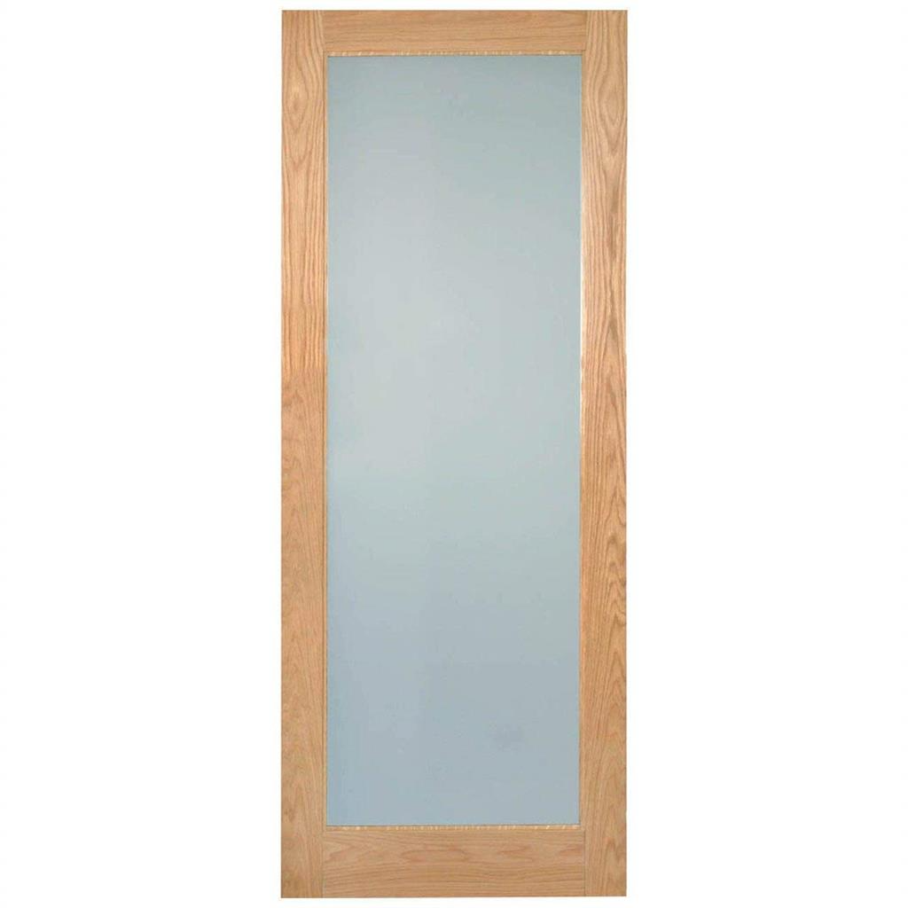 6' 8" X 2' 10" White Oak Glazed Rushmore Lamsafe Opaque Glass Door - Pre-finished