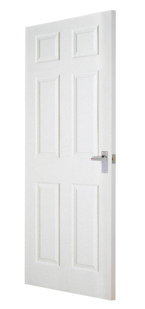 6' 6" X 2' 0" White Leitrim 6 Panel Masonite Door - Woodgrain Finish