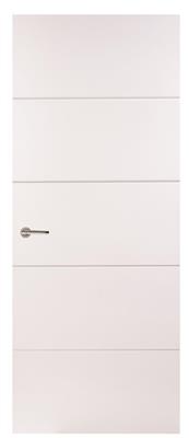 6' 6" X 2' 0" Brookline White Primed Fd30 4 Line Horizontal Panel Fire Door