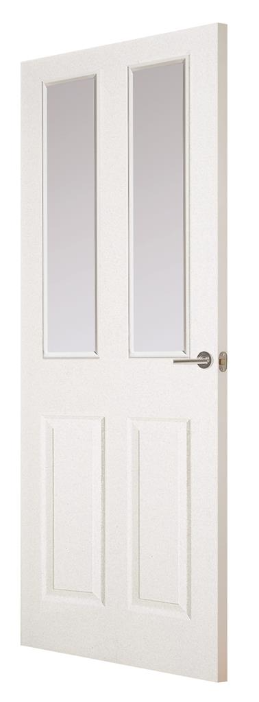 6' 6" X 2' 6" White Shannon Glazed 4 Panel Door - Smooth Finish