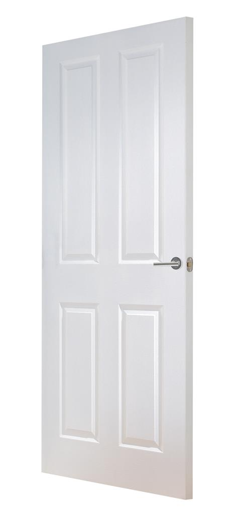 6' 6" X 2' 4" White Shannon 4 Panel Masonite Door - Smooth Finish