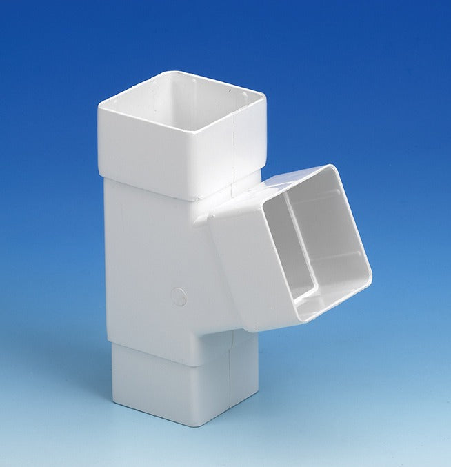 65mm Sq Flo White 67.5° Downpipe Branch