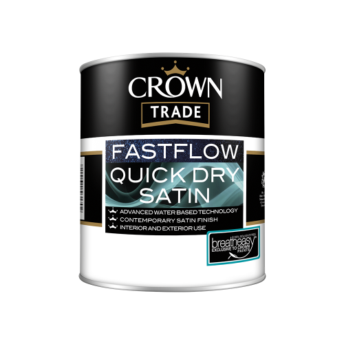 2.5 Lt Crown Trade Fast Flow Satin Brilliant White - Quick Drying