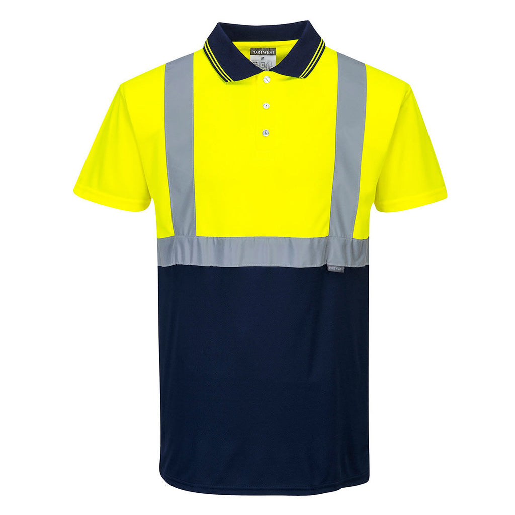 Portwest Hi Vis Two-tone Polo Yellow/navy - Large