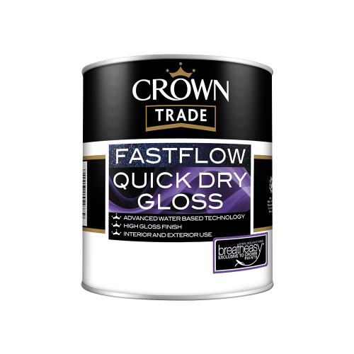 2.5 Lt Crown Trade Fast Flow Gloss Brilliant White - Quick Drying